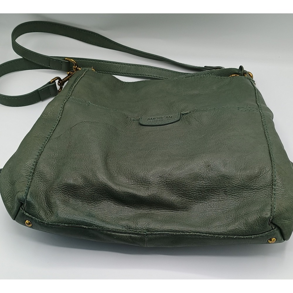11x11" American Leather Company Green Purse Shoulder Bag Soft Leather EUC
